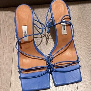 Miista Blue Strappy Square Toe Heels Size 40